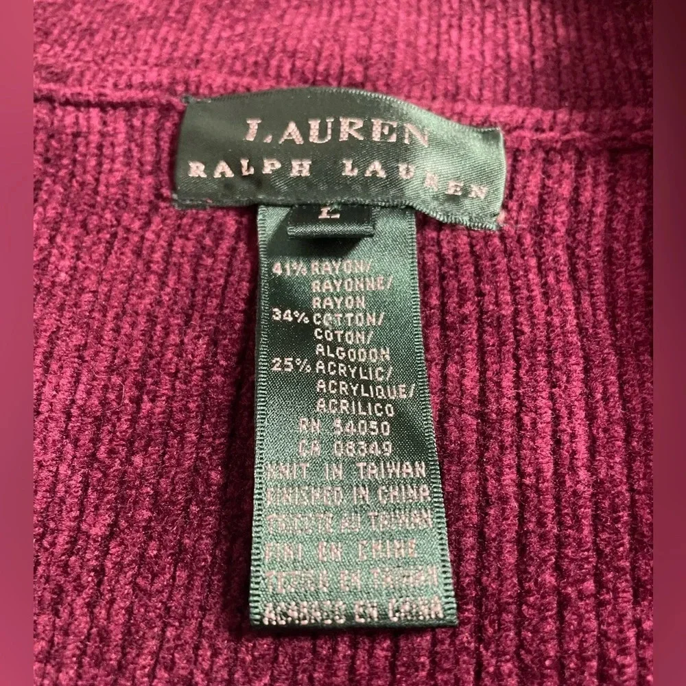 Lauren Ralph Lauren Burgundy Knit Blazer with Gold Crest Buttons - Picture 11 of 11